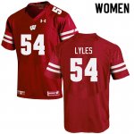 Women's Wisconsin Badgers NCAA #54 Kayden Lyles Red Authentic Under Armour Stitched College Football Jersey JR31G70CW